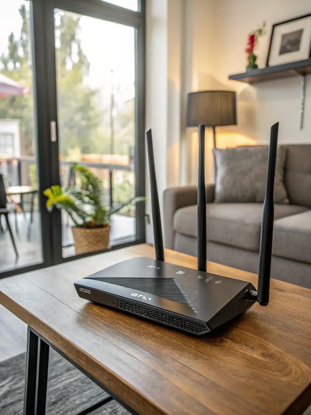 A modern router providing Wi-Fi signal throughout a cozy home, symbolizing seamless connectivity with Home Town Internet MN.